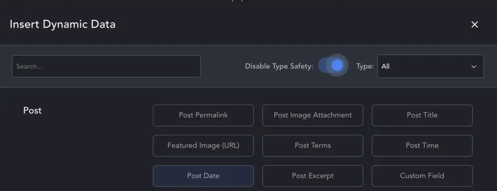 Breakdance dynamic data modal.