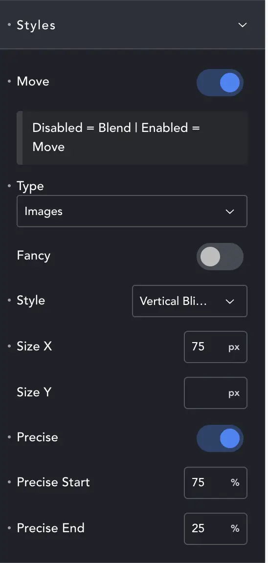 ScrollBack settings panel