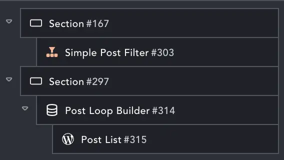 Breakdance structure panel showing post loop ID.