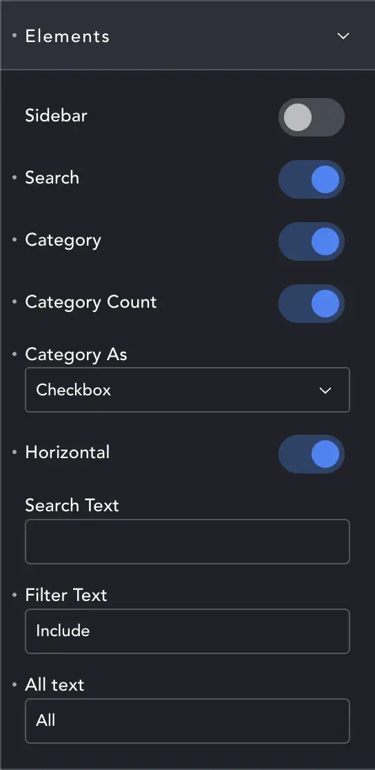 Simple Post FIlter settings panel.