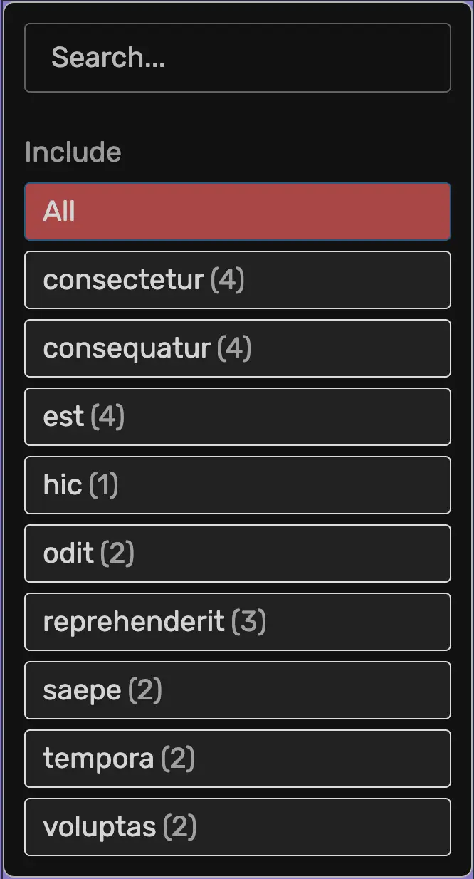 Simple Post FIlter settings panel.