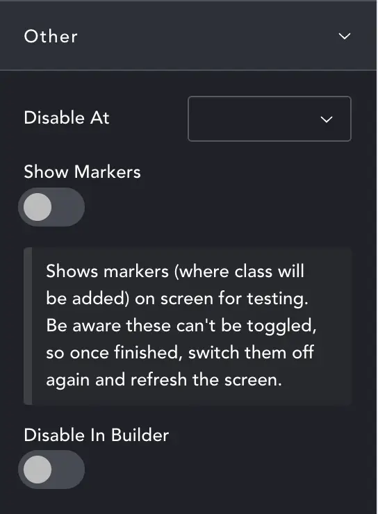 Scroll Classy Settings Panel