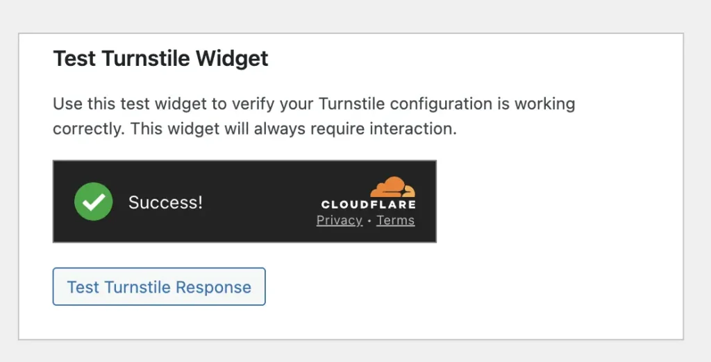 Turnstile Options page