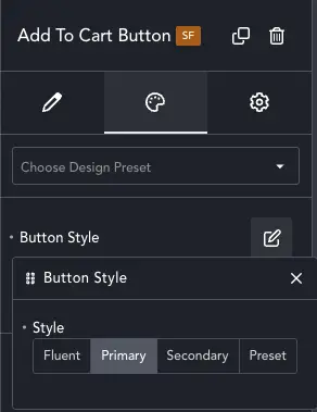 Button preset dialogue