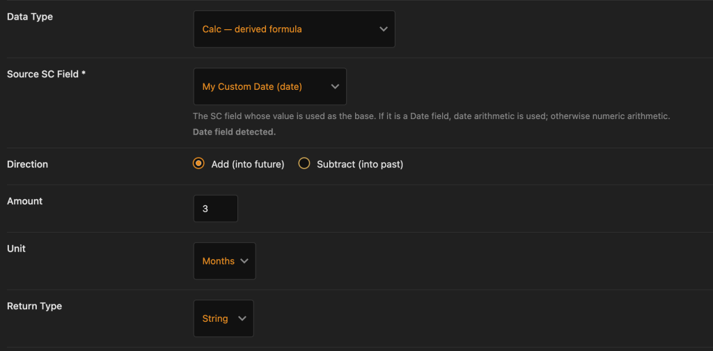 Date calculation field