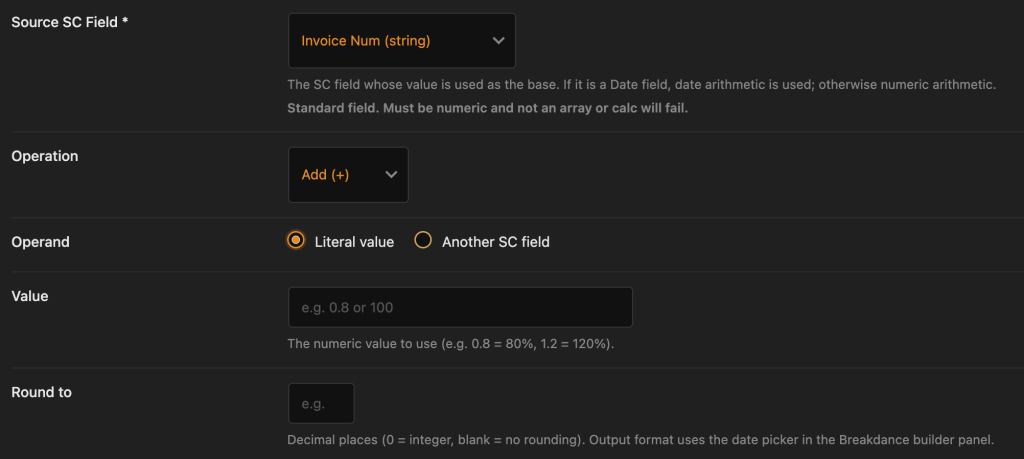 Number calculation field