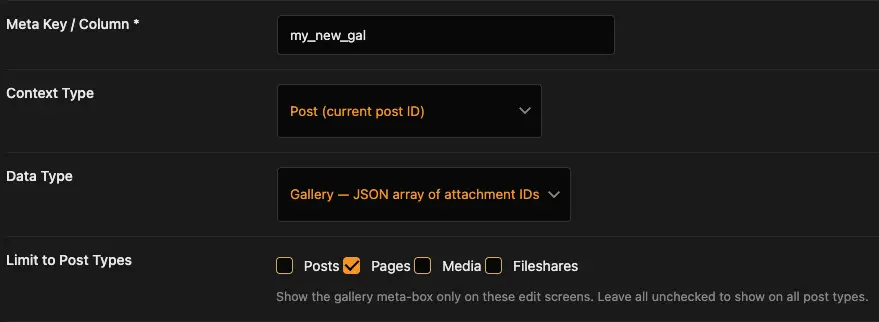 Adding a gallery field