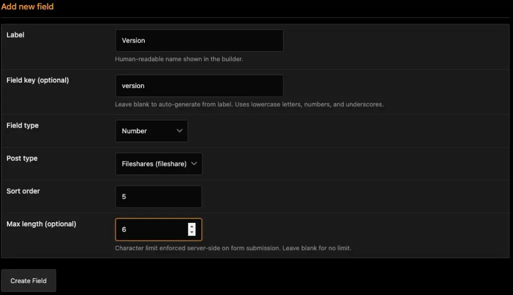 Smithy Portal custom fields settings