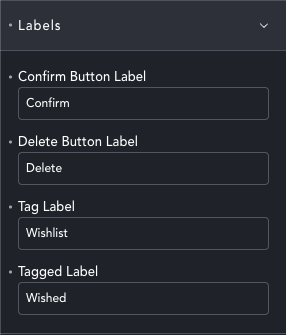 Portal Control labels dialogue