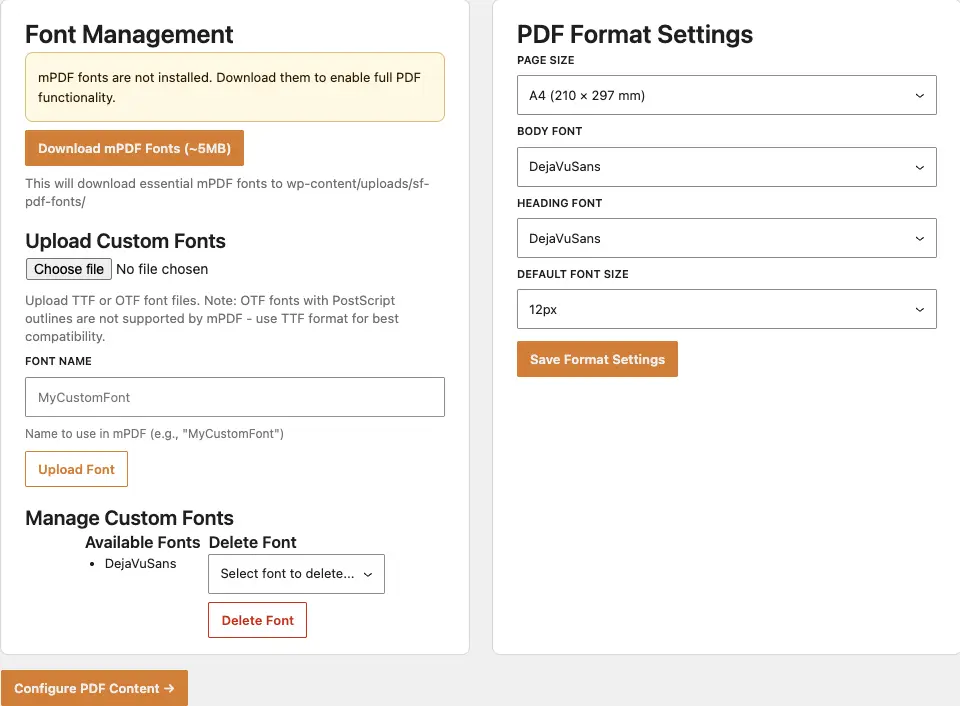 sf-forms PDF fonts screen