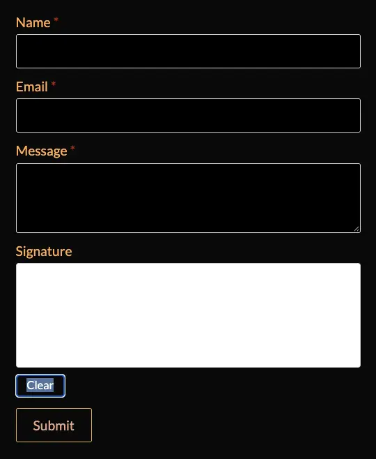 Signature field - front-end form example